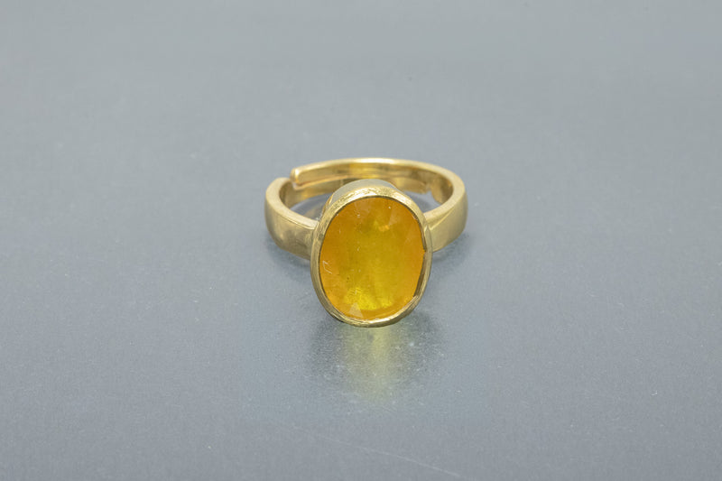 Yellow Sapphire Adjustable Ring (5 to 7 Ratti)