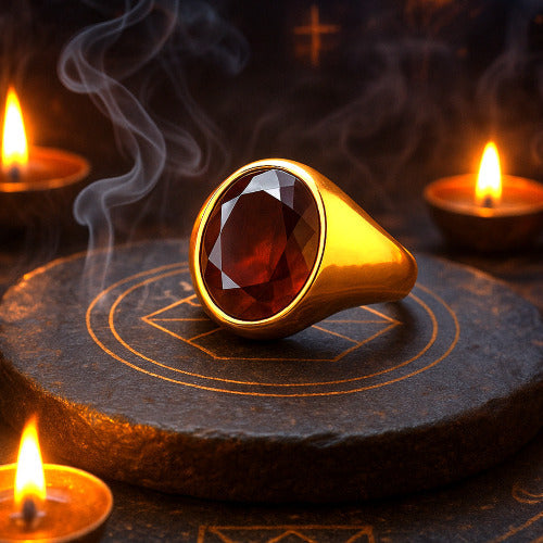 Hessonite (Gomed) Panchdhatu Ring | Lab certified | Adjustable Ring