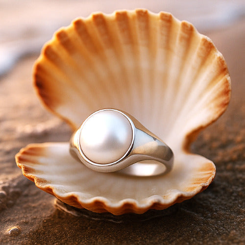Pearl (Moti) Sterling Silver Ring | Lab certified | Adjustable Ring
