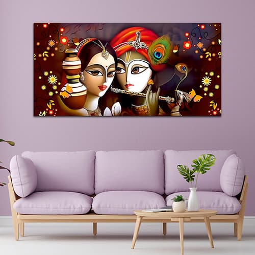 Radha Krishna Multicolor Canvas Wall Painting (WP_0326N)
