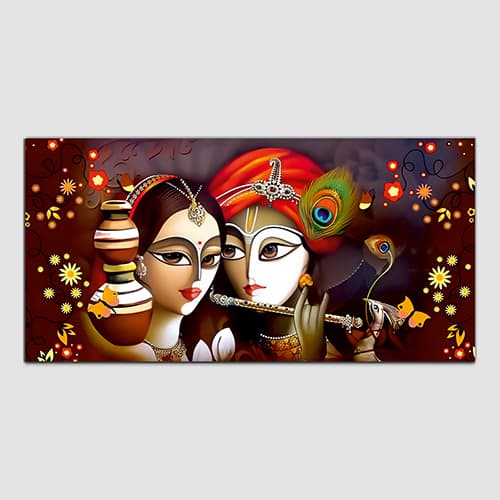 Radha Krishna Multicolor Canvas Wall Painting (WP_0326N)