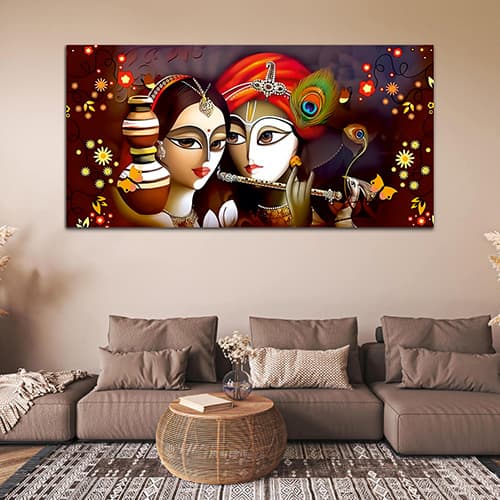 Radha Krishna Multicolor Canvas Wall Painting (WP_0326N)