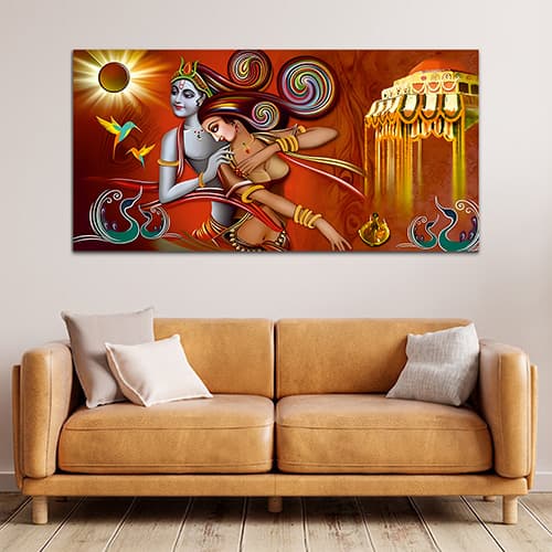 Radha Krishna Multicolor Canvas Wall Painting (WP_0327N)