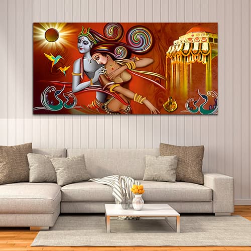 Radha Krishna Multicolor Canvas Wall Painting (WP_0327N)
