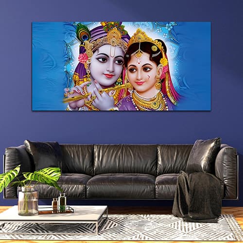 Radha Krishna Blue Canvas Wall Painting (WP_0328N)