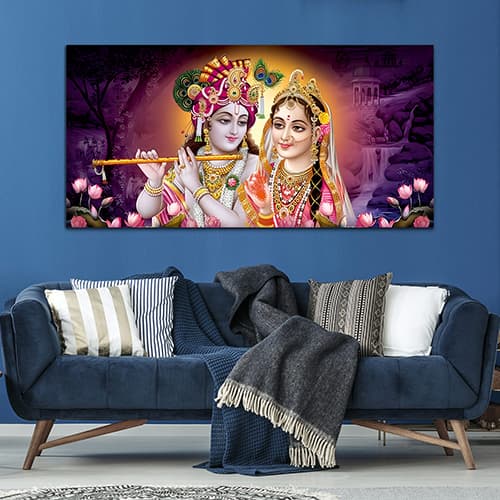 Radha Krishna Multicolor Canvas Wall Painting (WP_0329N)
