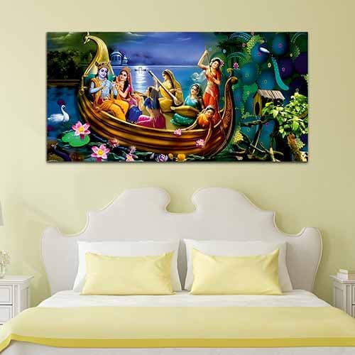 Radha Krishna Abstract Multicolor Canvas Wall Painting (WP_0332N)
