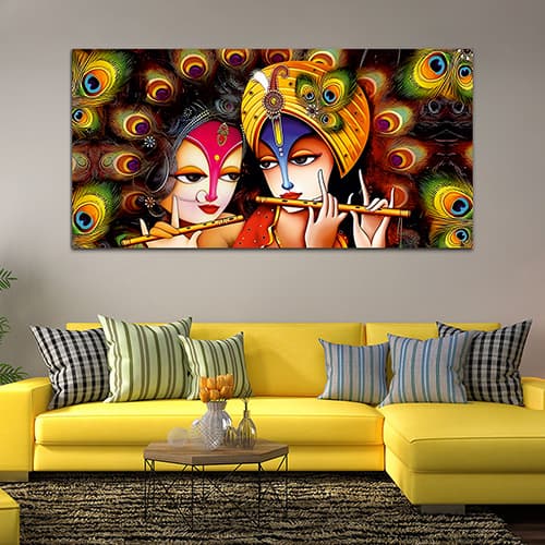 Radha Krishna Multicolor Canvas Wall Painting (WP_0334N)