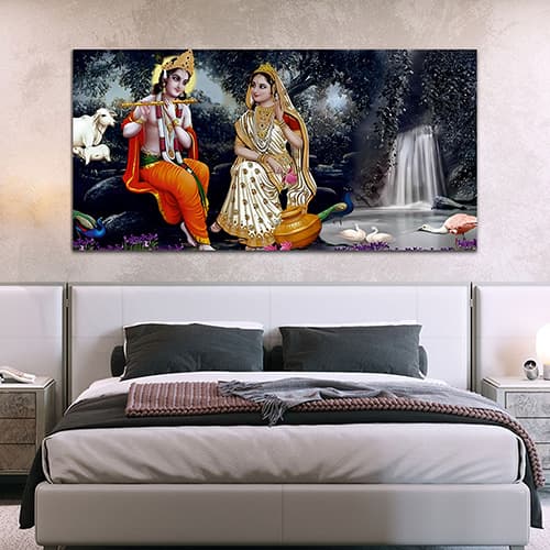 Radha Krishna Multicolor Canvas Wall Painting (WP_0335N)