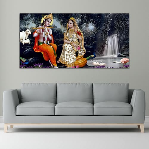 Radha Krishna Multicolor Canvas Wall Painting (WP_0335N)