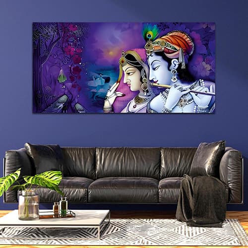 Radha Krishna Multicolor Canvas Wall Painting (WP_0337N)