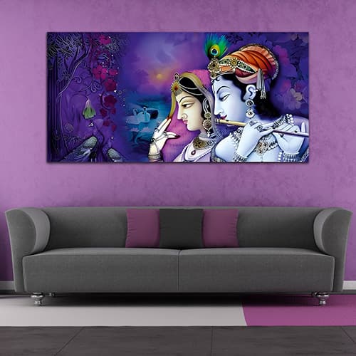 Radha Krishna Multicolor Canvas Wall Painting (WP_0337N)