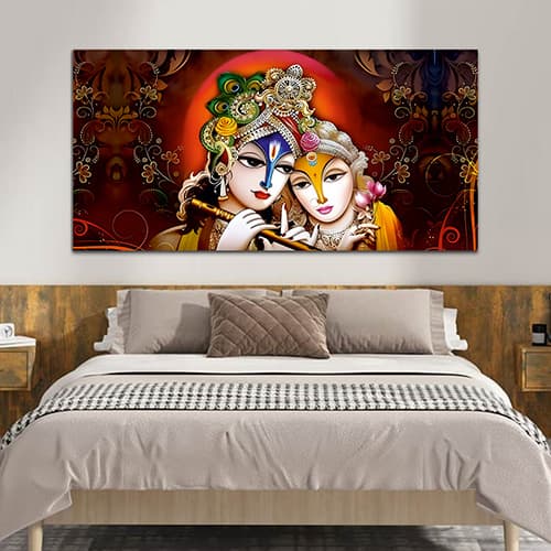 Radha Krishna Multicolor Canvas Wall Painting (WP_0338N)