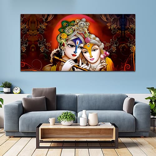 Radha Krishna Multicolor Canvas Wall Painting (WP_0338N)