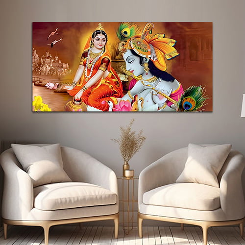 Radha Krishna Multicolor Canvas Wall Art Painting (WP_0378N)