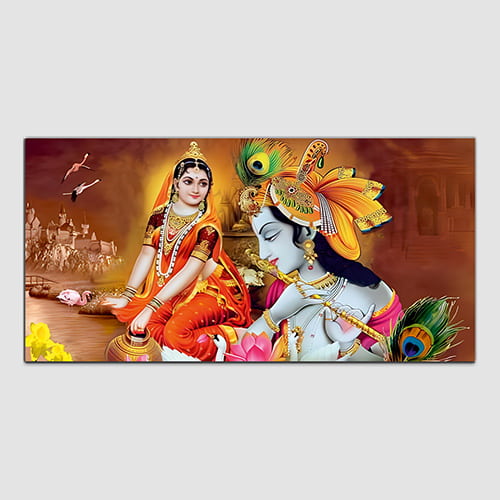 Radha Krishna Multicolor Canvas Wall Art Painting (WP_0378N)