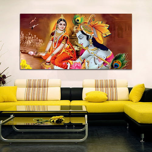 Radha Krishna Multicolor Canvas Wall Art Painting (WP_0378N)