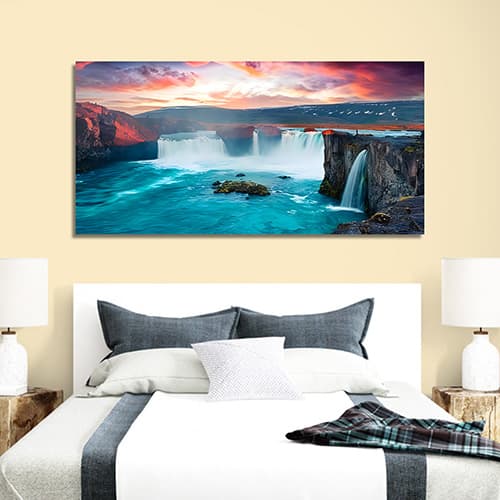 Modern Sunset Lake Forest Natural Scenery 3D Mural CanVas Wall Painting (WP_0201N)