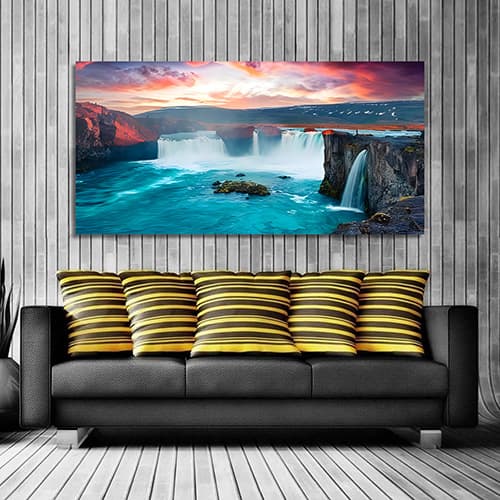 Modern Sunset Lake Forest Natural Scenery 3D Mural CanVas Wall Painting (WP_0201N)