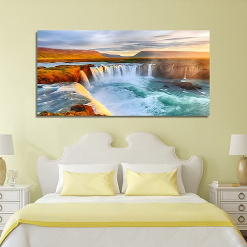 Beautiful beach sunset with bright red sky reflecting on the water Canvas Wall Painting (WP_0205N)