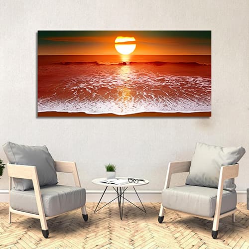 Sunset over ocean Canvas Art Wall Painting (WP_0206N)