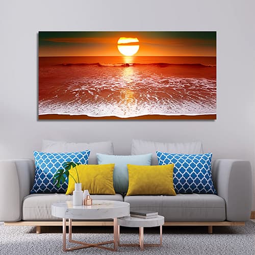 Sunset over ocean Canvas Art Wall Painting (WP_0206N)