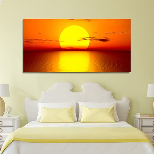 Beautiful Sunset with Red Sky and Lake Canvas Wall Painting (WP_0212N)