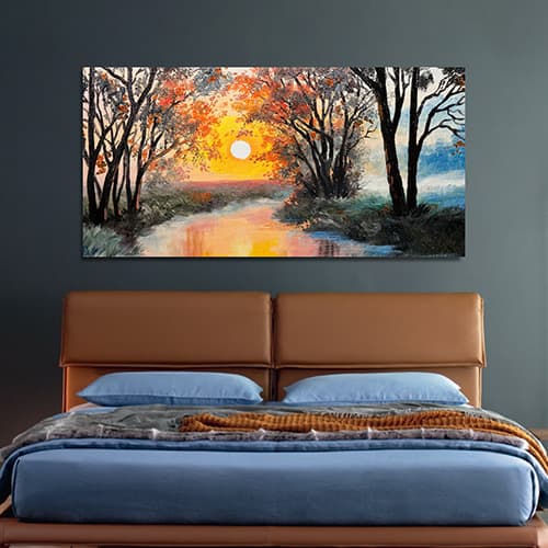 Sunset Sailing Ship Premium Canvas Wall Painting With Frame for Living Room (WP_0217N)