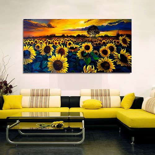 Sunflower Sunset Oil canvas wall Painting (WP_0221F)