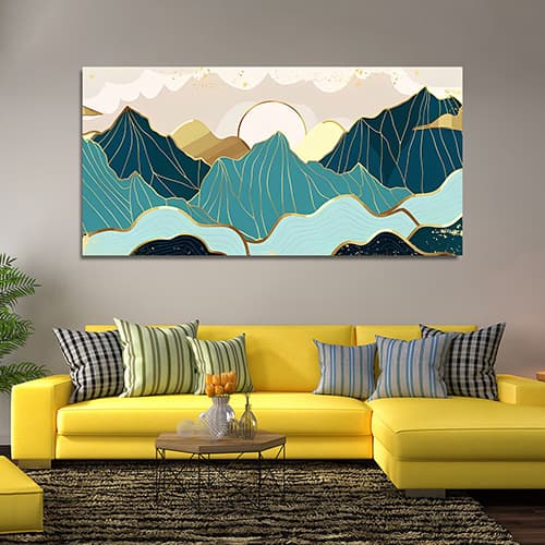 The golden mountains with sunset Canvas wall pinting (WP_0225F)
