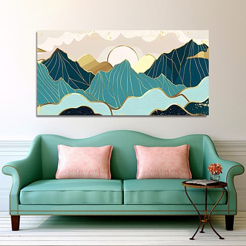 The golden mountains with sunset Canvas wall pinting (WP_0225F)