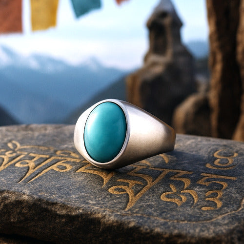 Turquoise Firoza Sterling Silver Ring | Lab certified Adjustable Ring