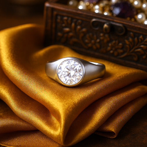 Zircon Sterling Silver Ring | Lab certified | Adjustable Ring