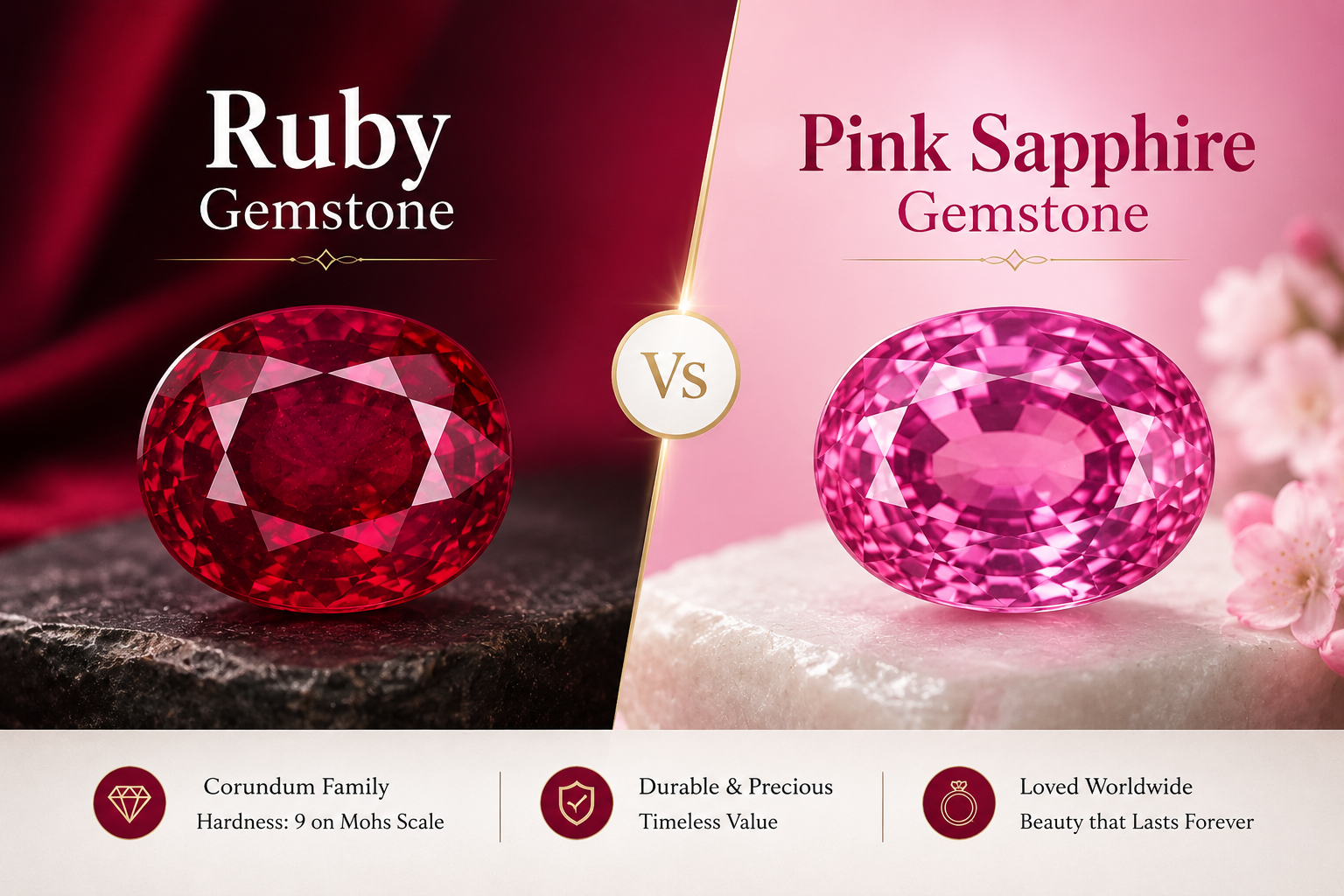 ruby gemstone vs pink sapphire gemstone