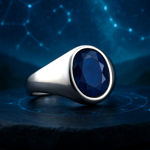 Blue Sapphire (Neelam) Sterling Silver Ring