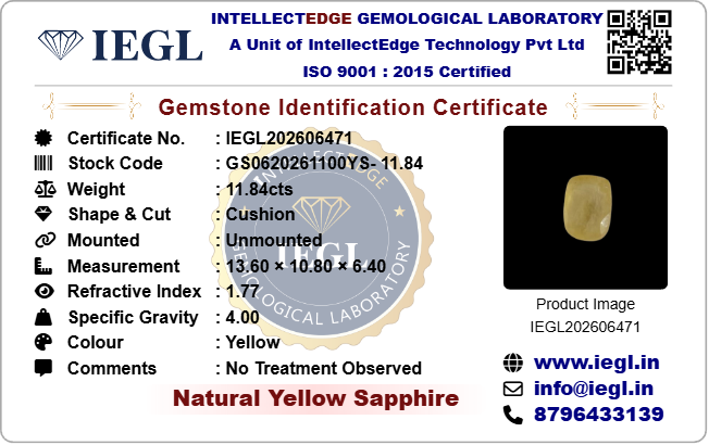 Ceylon Yellow Sapphire - 11.84 Carat