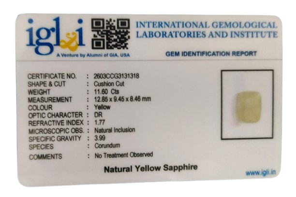 Yellow Sapphire - 11.6 Carat