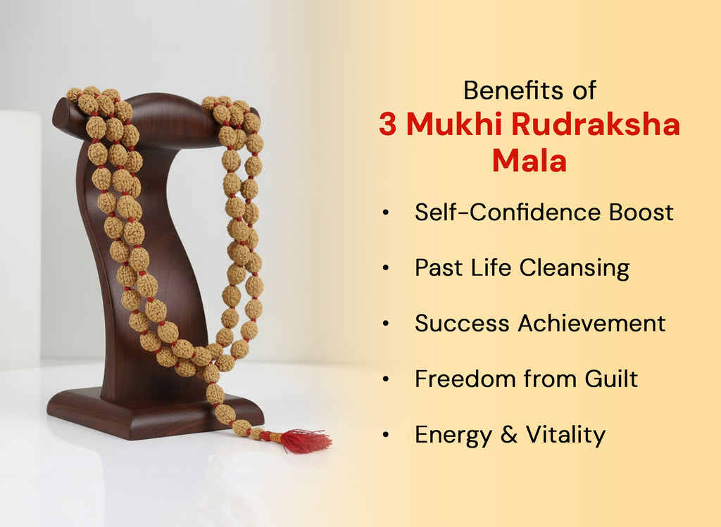 3 Mukhi Rudraksha Mala (108 Beads)