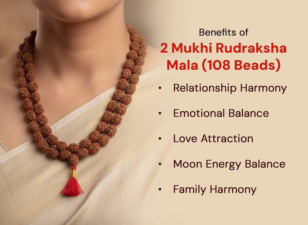 2 Mukhi Rudraksha Mala (108 Beads)