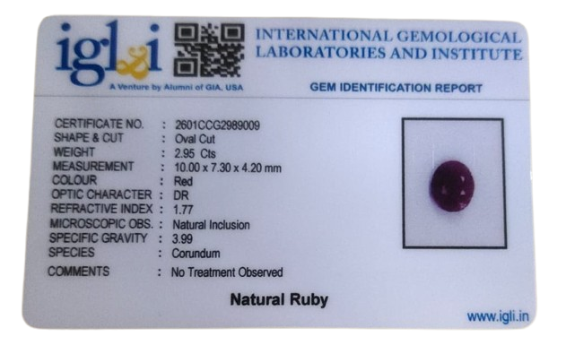 Indian Ruby 2.95 Carat