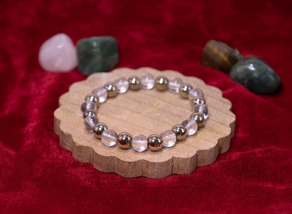 Raj Yog Bracelet (Golden Pyrites & Sphatik)