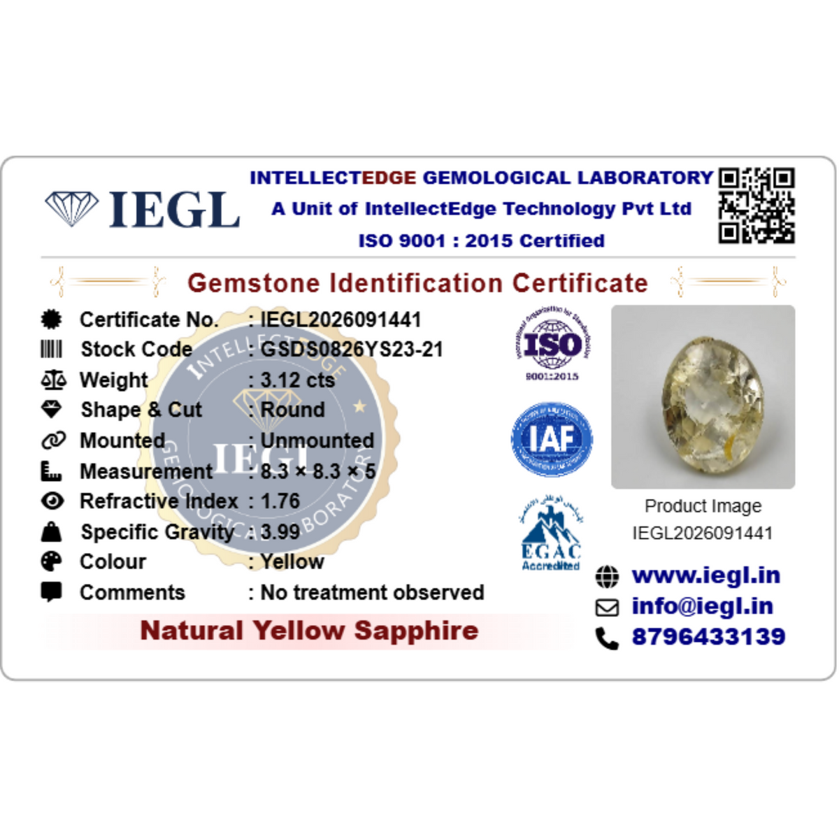Ceylon Yellow Sapphire - 3.12 Carat