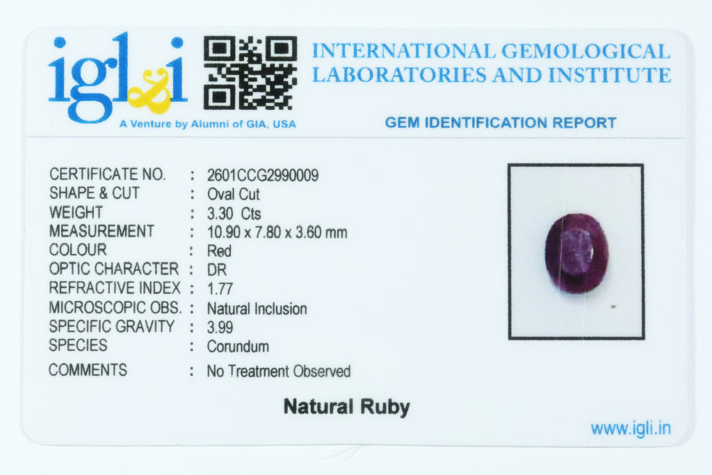 Indian Ruby 3.30 Carat