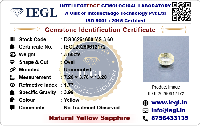 Ceylon Yellow Sapphire - 3.60 Carat
