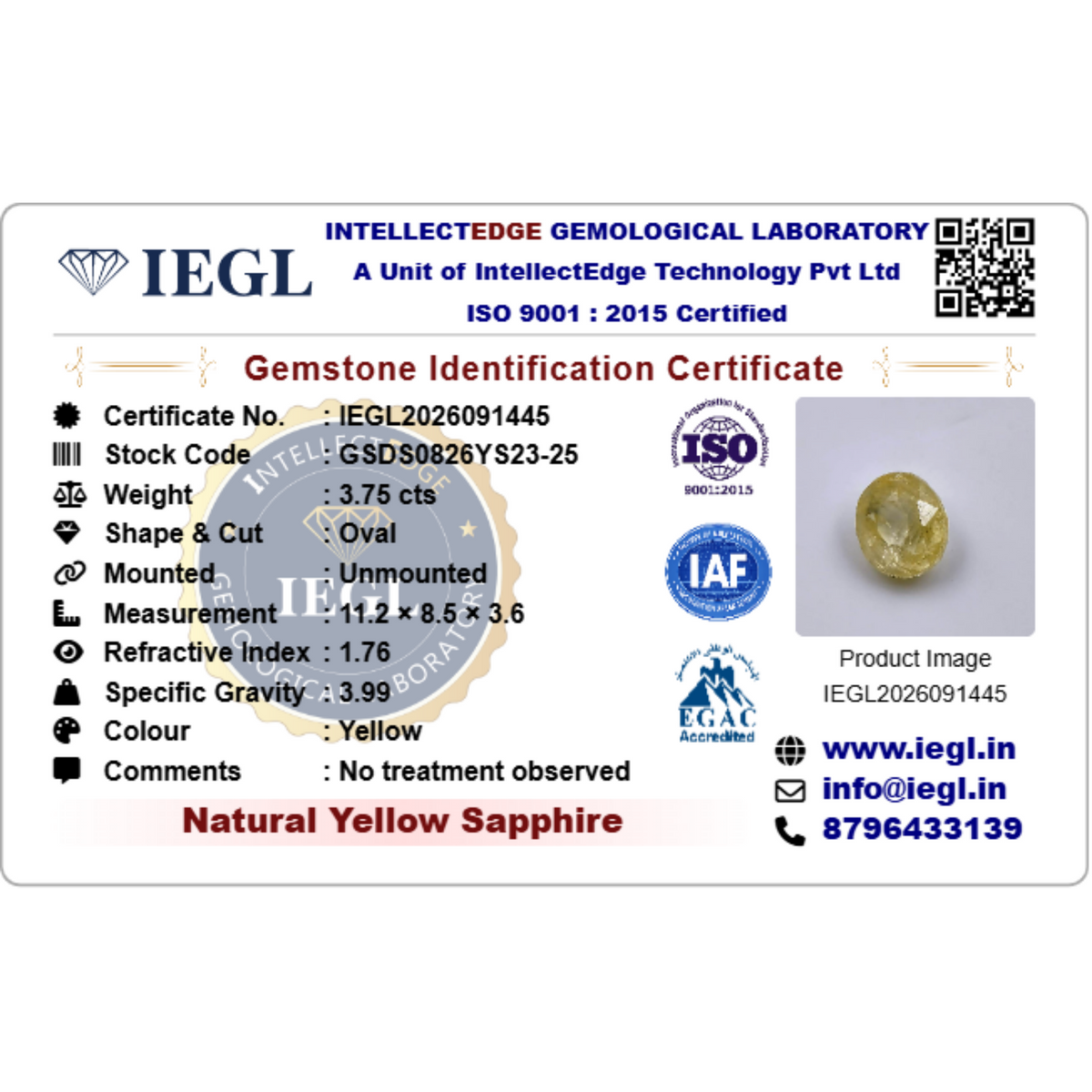 Ceylon Yellow Sapphire - 3.75 Carat