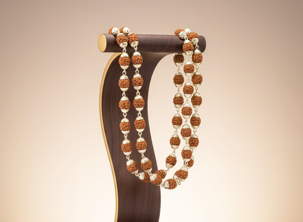 White Metal covering Rudraksha Mala