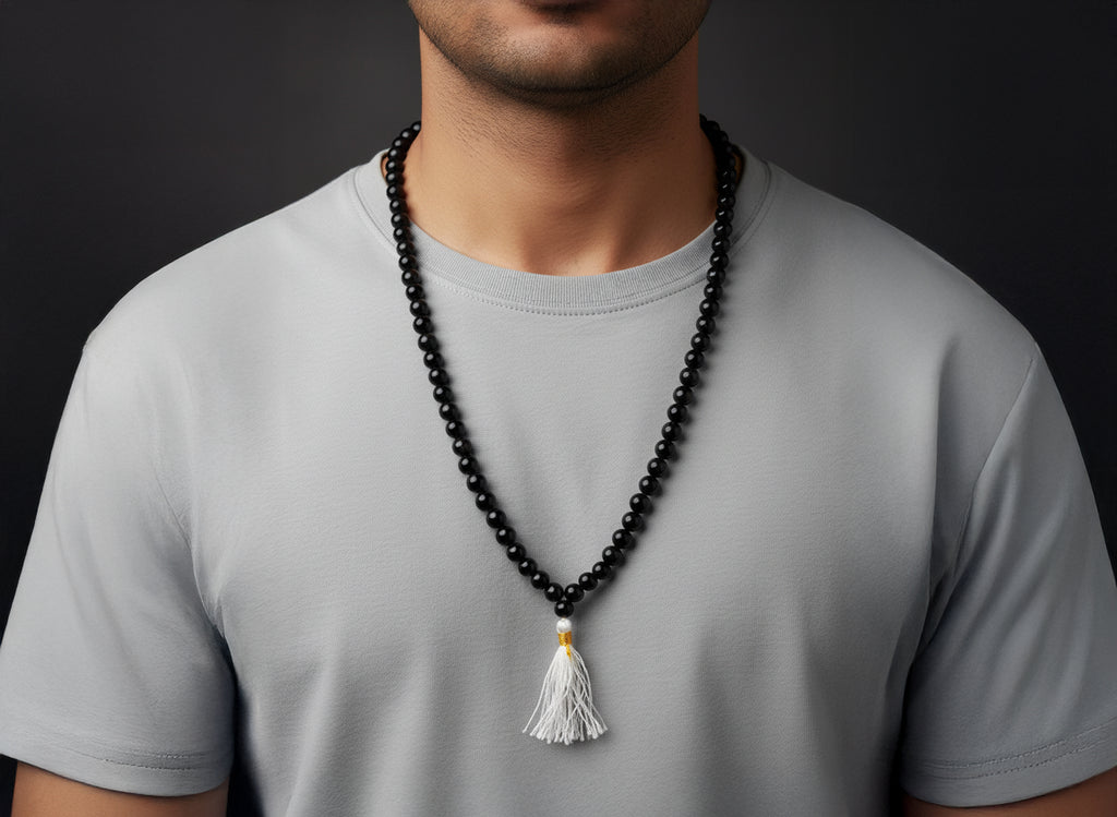 Kale Hakik Ki Mala - Black Agate Rosary