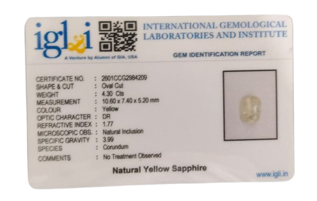 Yellow Sapphire 4.30 Carat