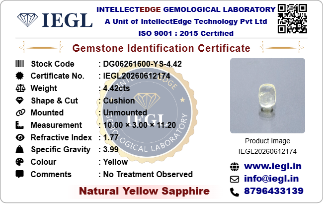 Ceylon Yellow Sapphire - 4.42 Carat
