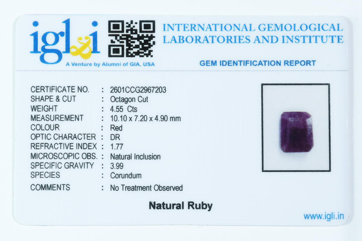 Indian Ruby 4.55 Carat